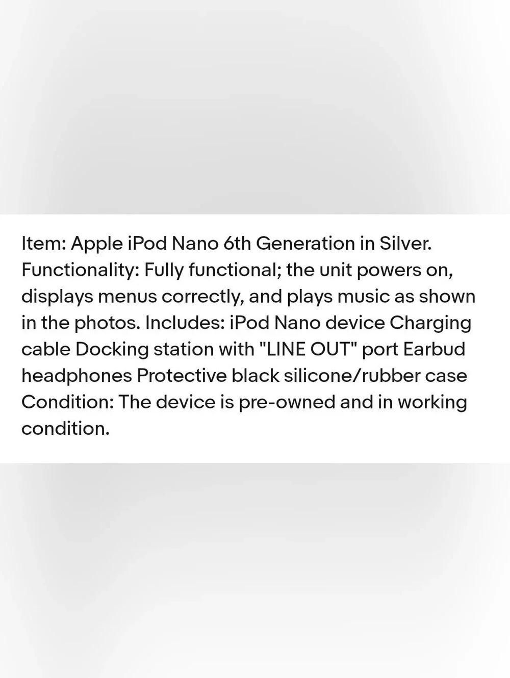 Apple iPod Nano 6th Gen Silver 8GB MP3 Player